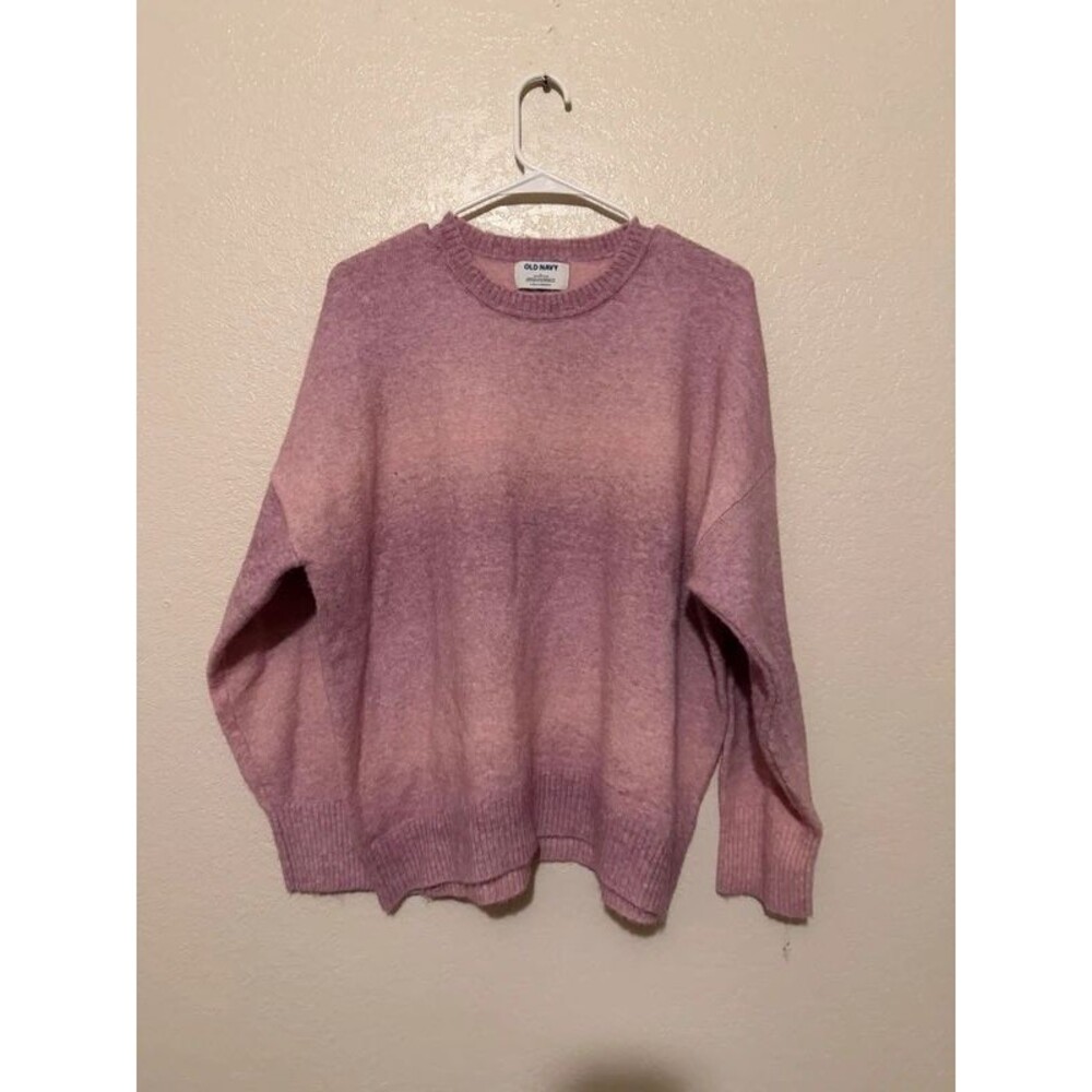 Old Navy Pink Mauve Oversized Crewneck Knit Sweater Large Cozy Fall